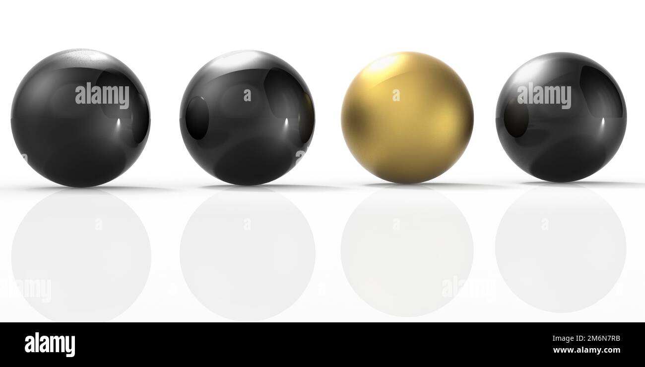 Sfera d'oro tra gli altri. Concetto eccezionale Foto Stock