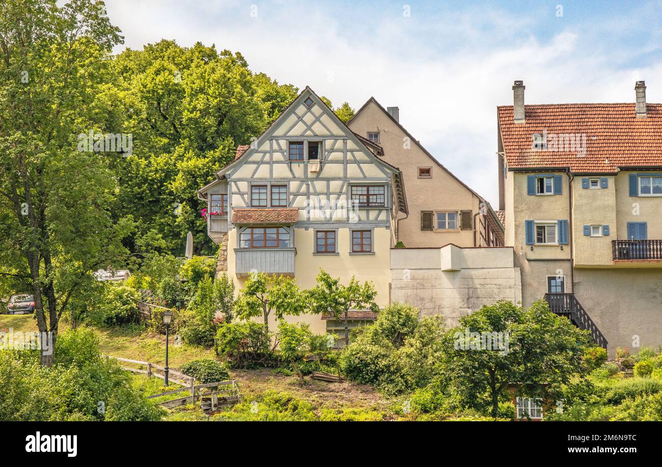 Edificio presso le mura della città, Oberstadt, MÃ¼hlheim an der Donau Foto Stock