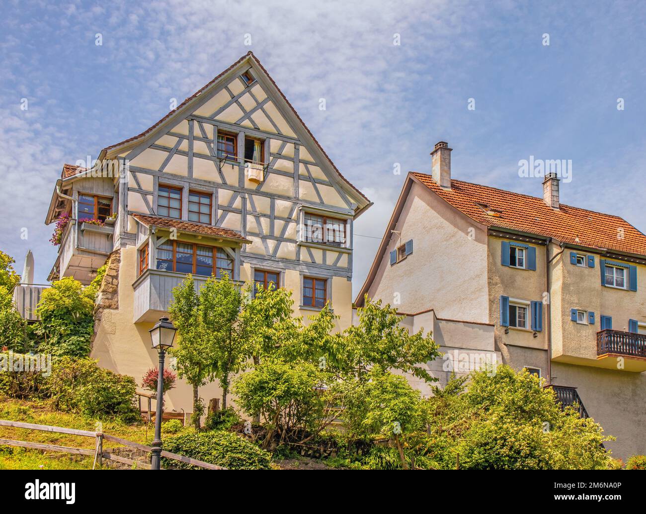 Edificio presso le mura della città, Oberstadt, MÃ¼hlheim an der Donau Foto Stock