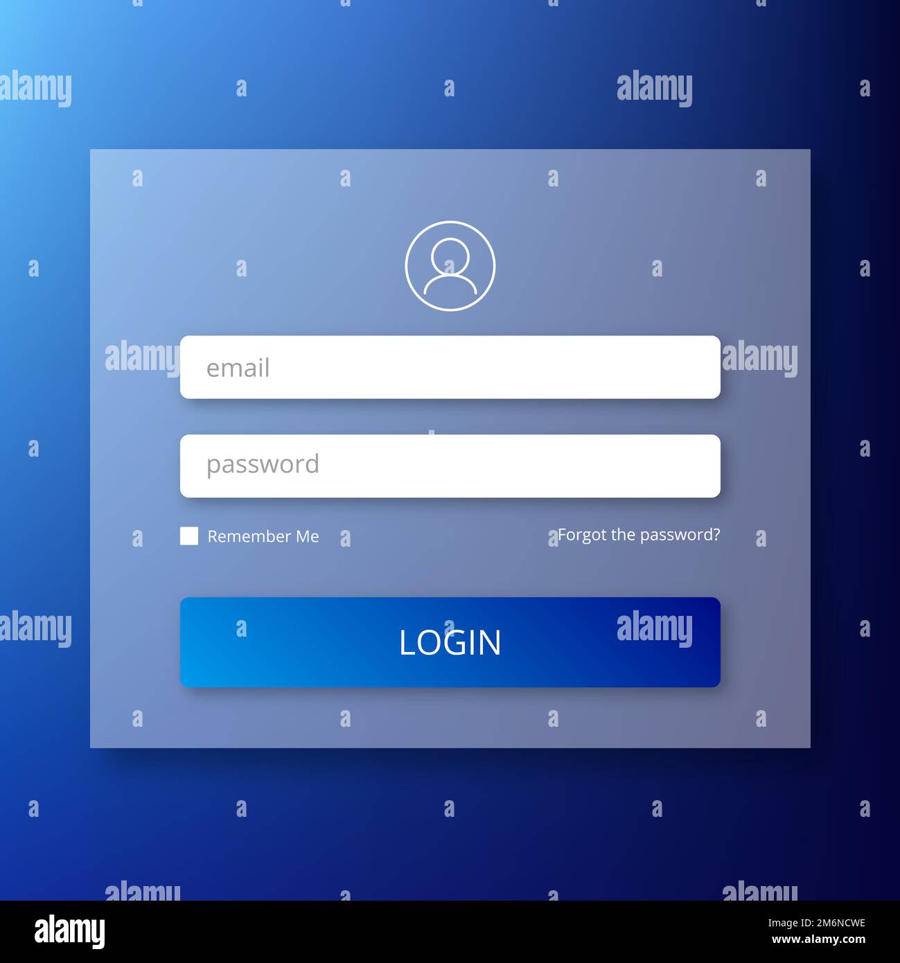 Pagina blu del modulo di login. Illustrazione Vettoriale