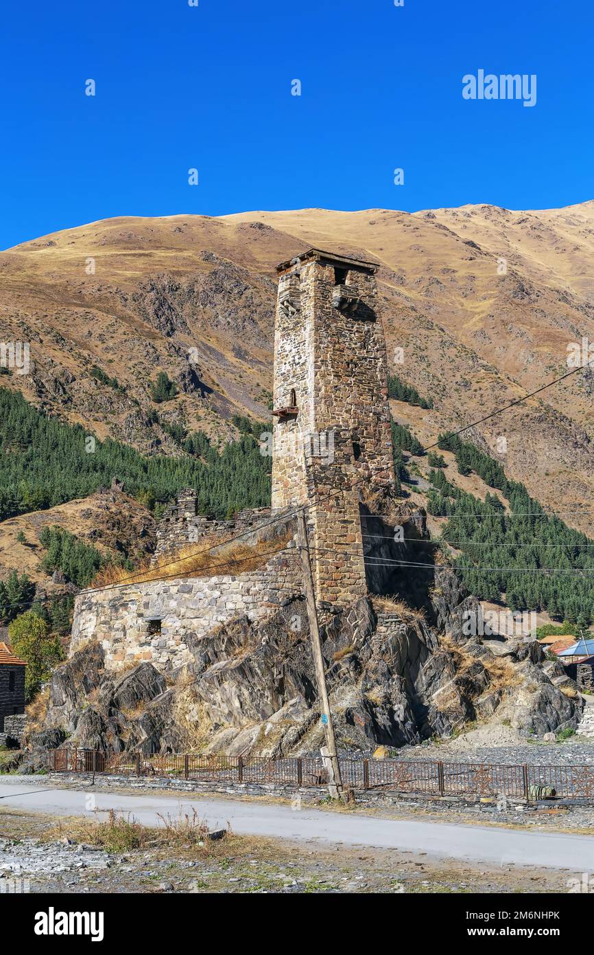 Torre di avvistamento medievale, Georgia Foto Stock