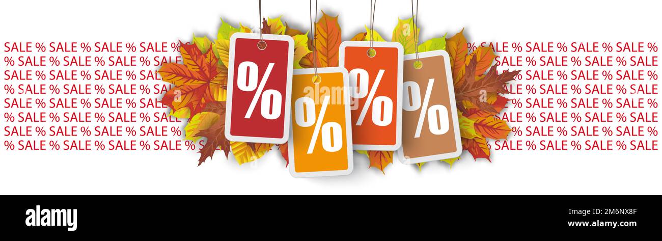 Prezzo adesivi percentuale di vendita Autunno testata lunga in Foliage Foto Stock