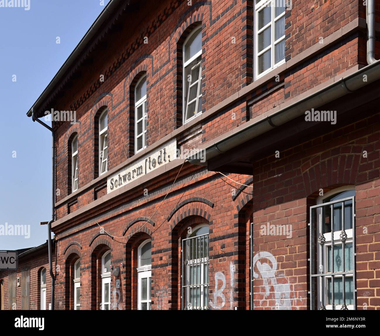 Stazione ferroviaria storica nella città di Schwarmstedt, bassa Sassonia Foto Stock