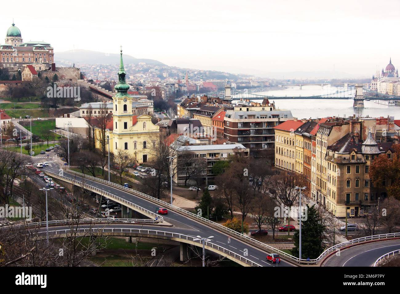 Vista aerea del vecchio quartiere di Budapest. Ungheria Foto Stock