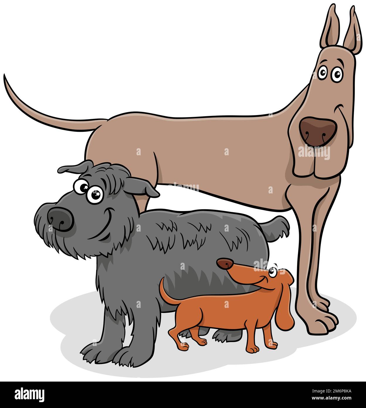 Tre diversi personaggi animali dei cani da cartone animato Foto Stock