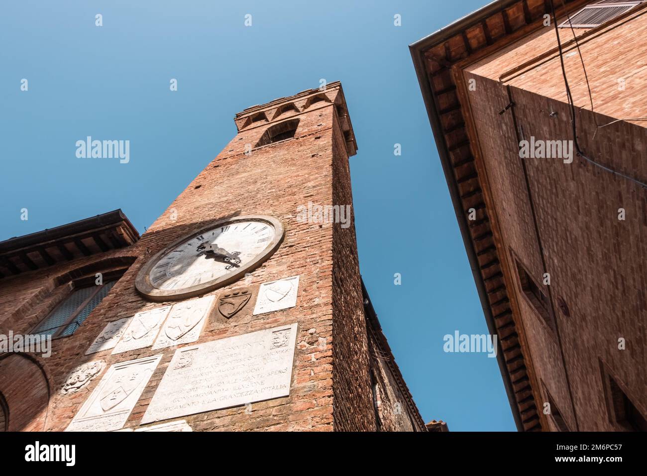 Splendida vista su Siena in Toscana. Siena Palio giorno. Foto Stock