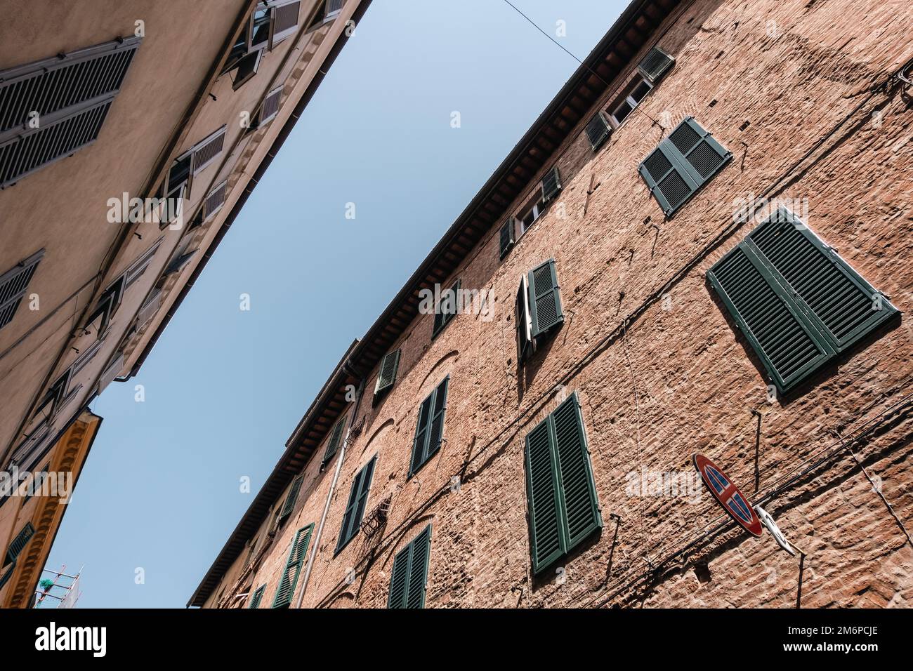 Splendida vista su Siena in Toscana. Siena Palio giorno. Foto Stock