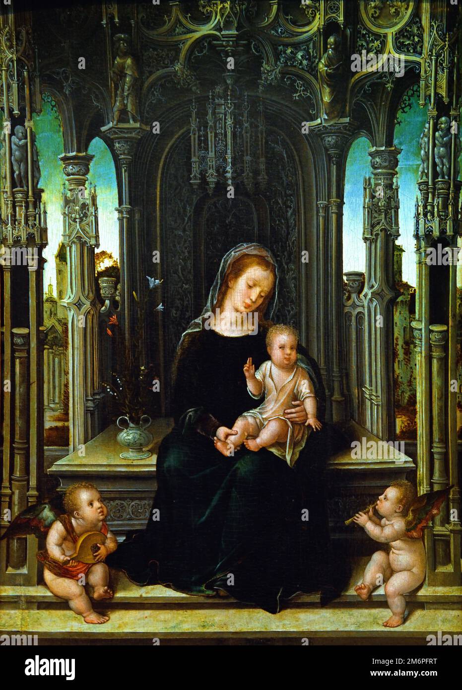 Virgin and Child with music Making Angels 1520 Bernard van Orley Flemish, 1488 - 1541 Belgian, Belgium, Flemish, Foto Stock