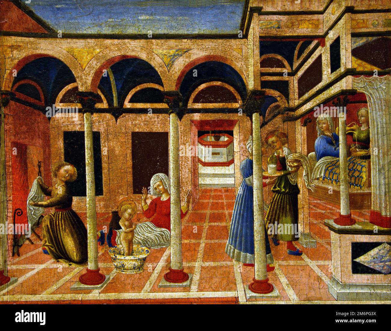 Miracolo alla nascita di San Nicola di Pietro di Giovanni d'Ambrogio (1410-1449) Italia. Foto Stock