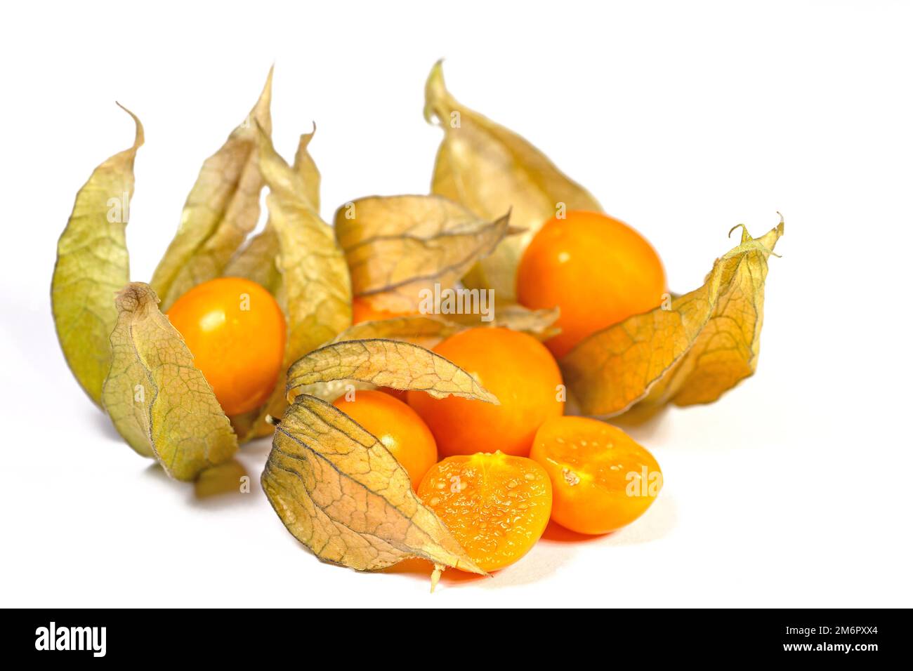 Mirtilli di palma isolati su sfondo bianco Foto Stock