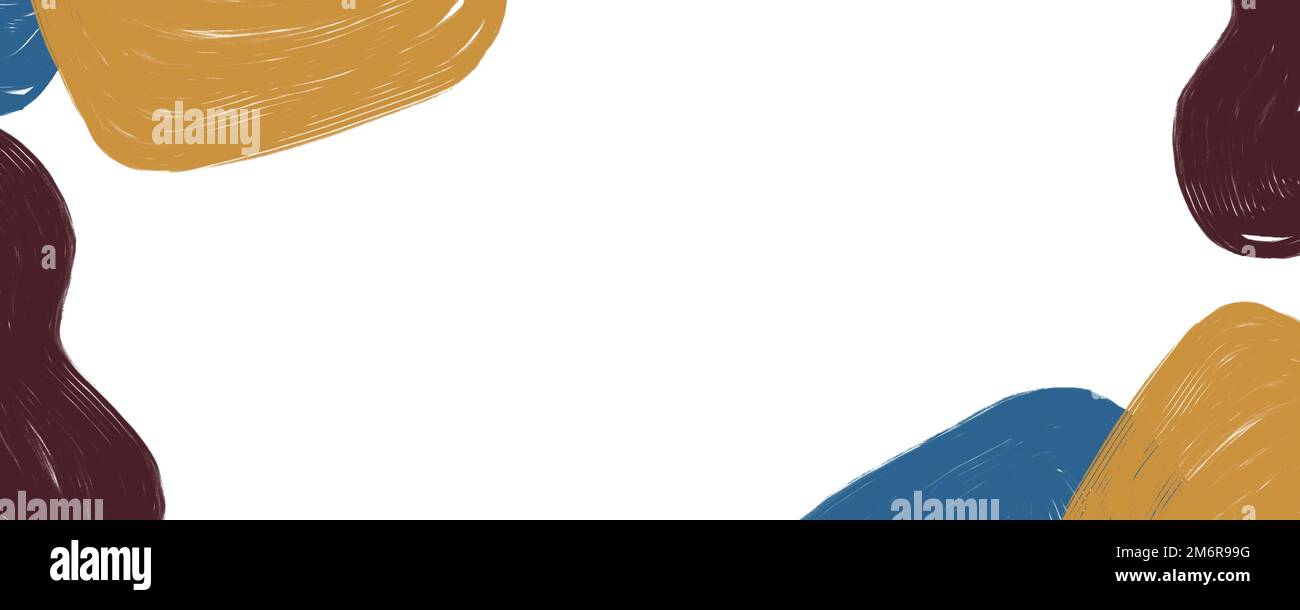 Acquerello dipinto a mano contatto sfondo blu e giallo banner, pittura autunnale contrasto colore con spazio vuoto Foto Stock