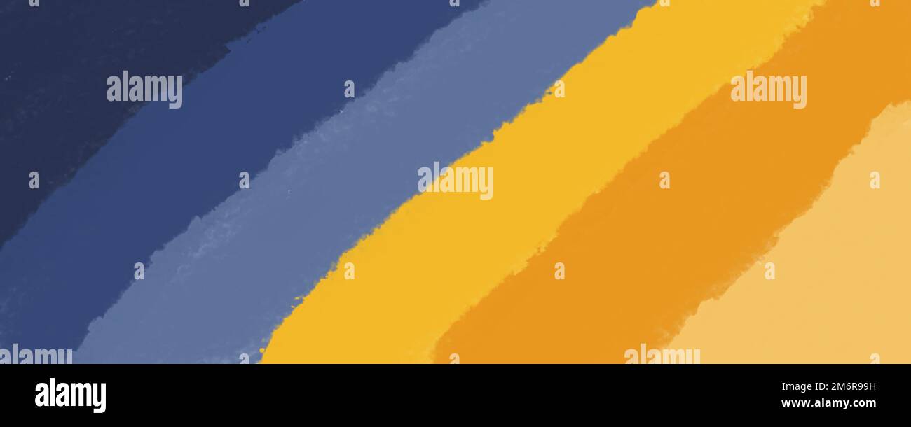 Colore dell'acqua dipinto a mano sfondo blu pastello e giallo striscione, colore di contrasto pittura autunnale Foto Stock
