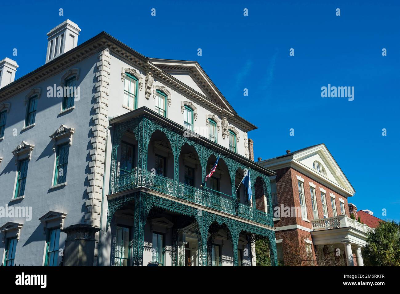 Case coloniali a Charleston, South Carolina, USA Foto Stock