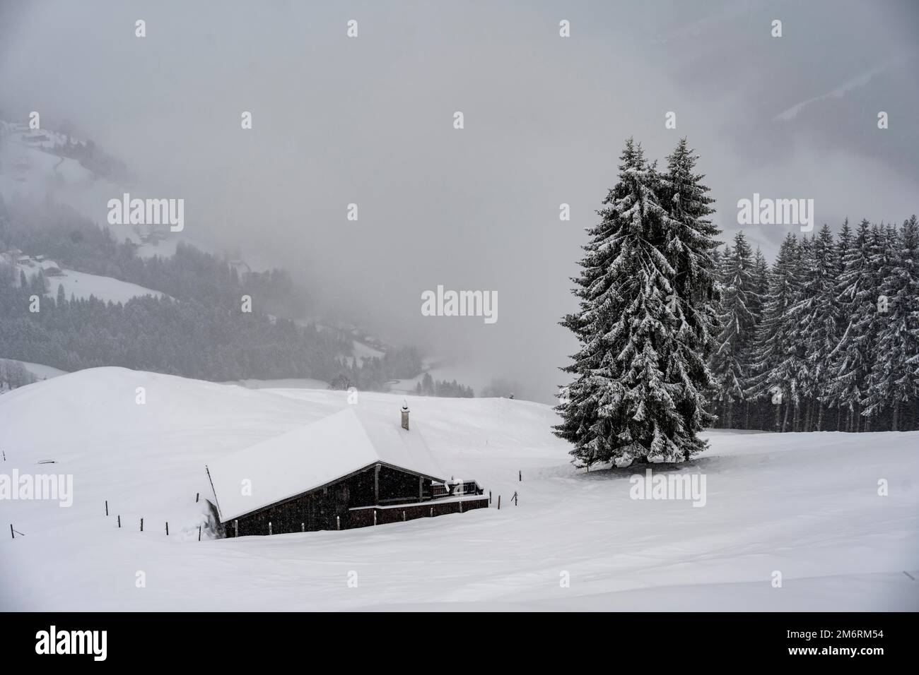 Neve, rifugio nella neve, nel comprensorio sciistico Bixen im Thale, Tirolo, Austria Foto Stock