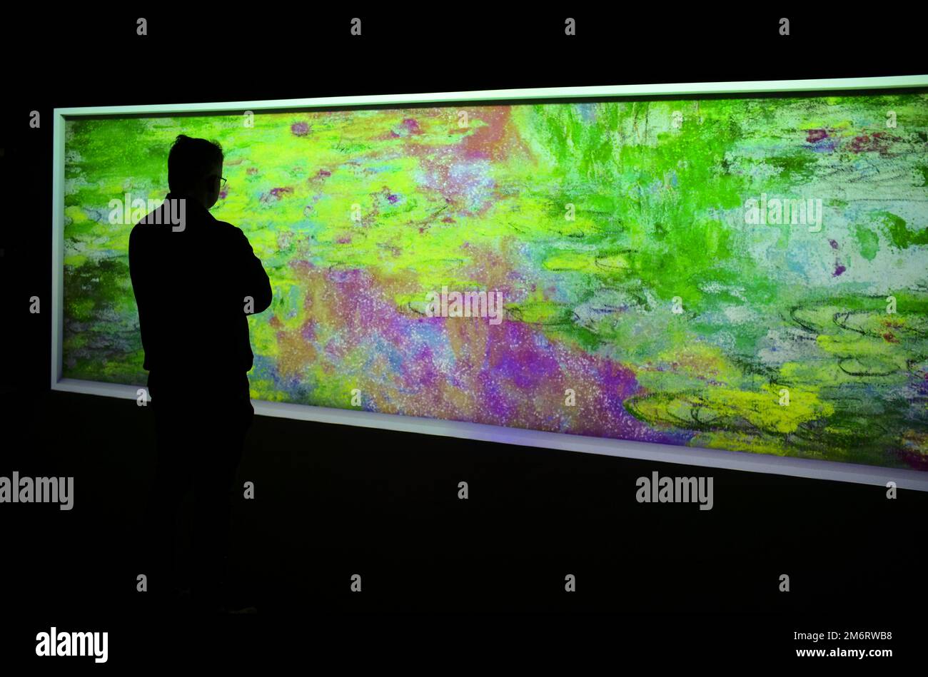 Monets Garden, mostra interattiva e coinvolgente su Claude Monet, Schleyerhalle, Stoccarda, Baden-Wuerttemberg, Germania Foto Stock
