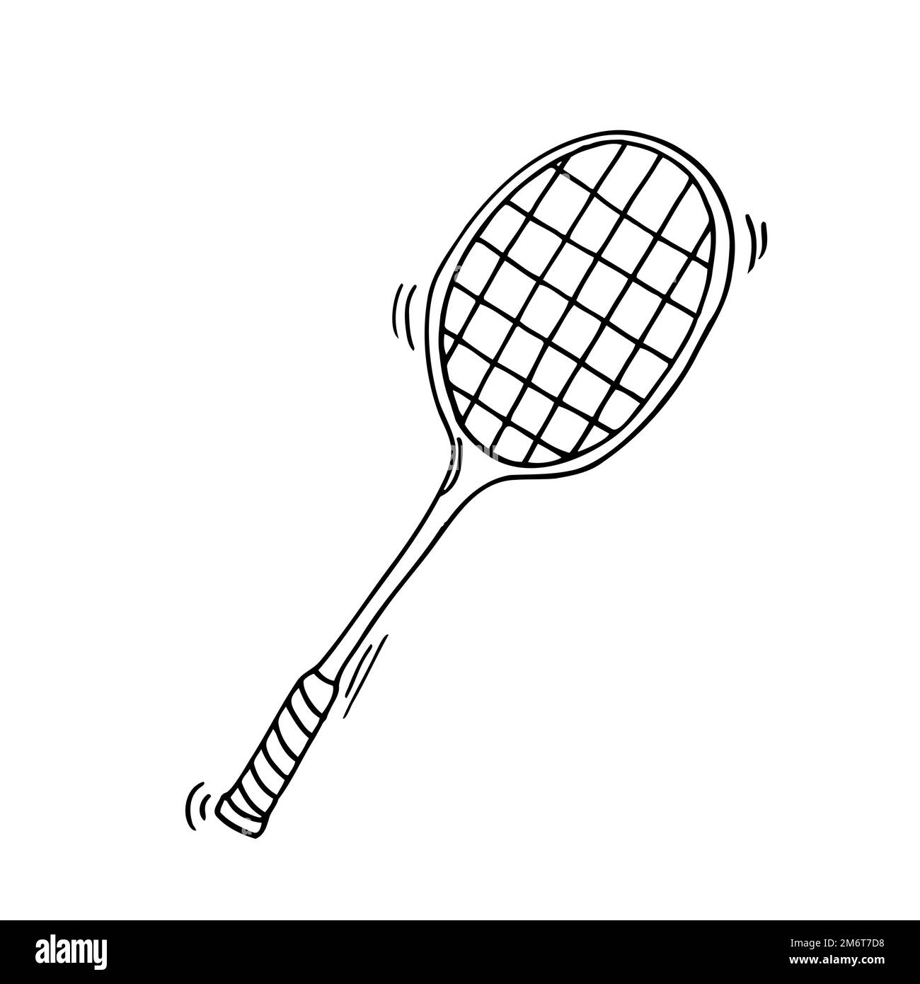 Doodle Badminton o racchetta da tennis. Illustrazione vettoriale. Oggetto sportivo isolato Illustrazione Vettoriale