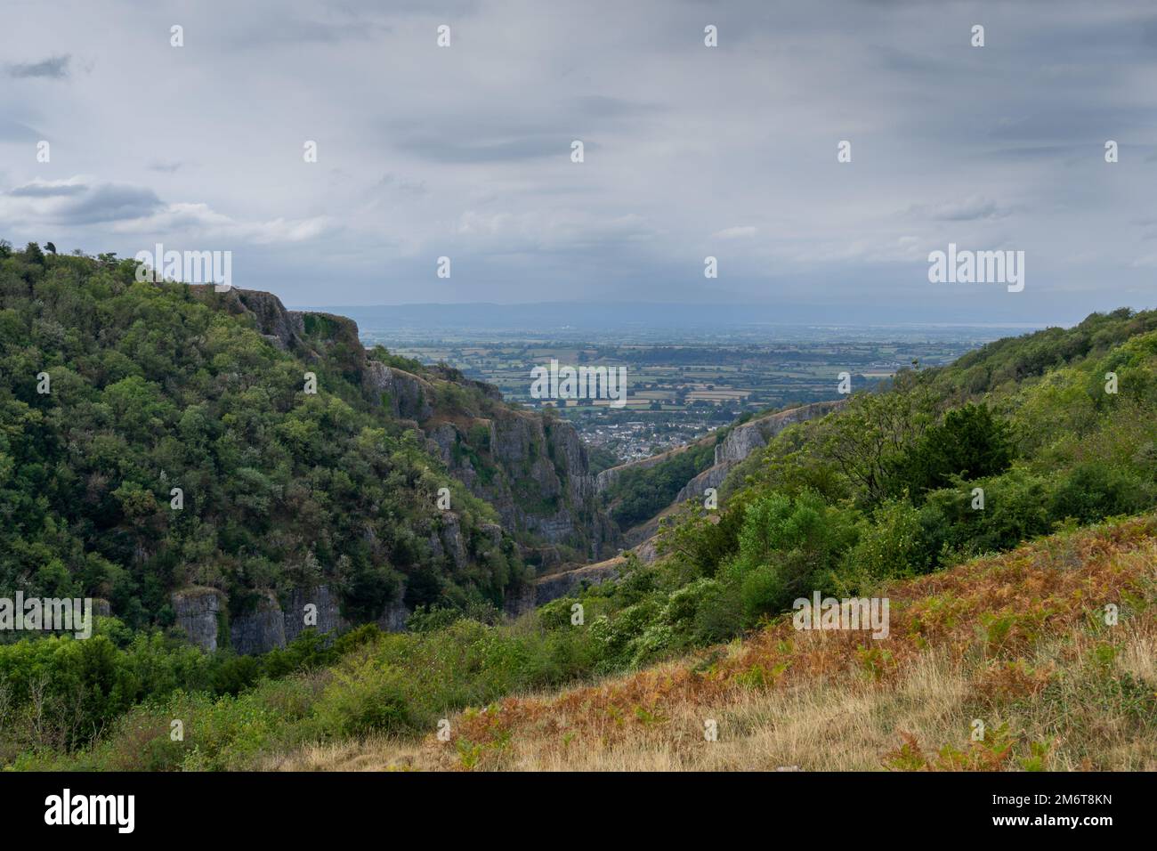Vista della gola di Cheddar nelle colline di Mendip vicino a Cheddar nel Somerset Foto Stock