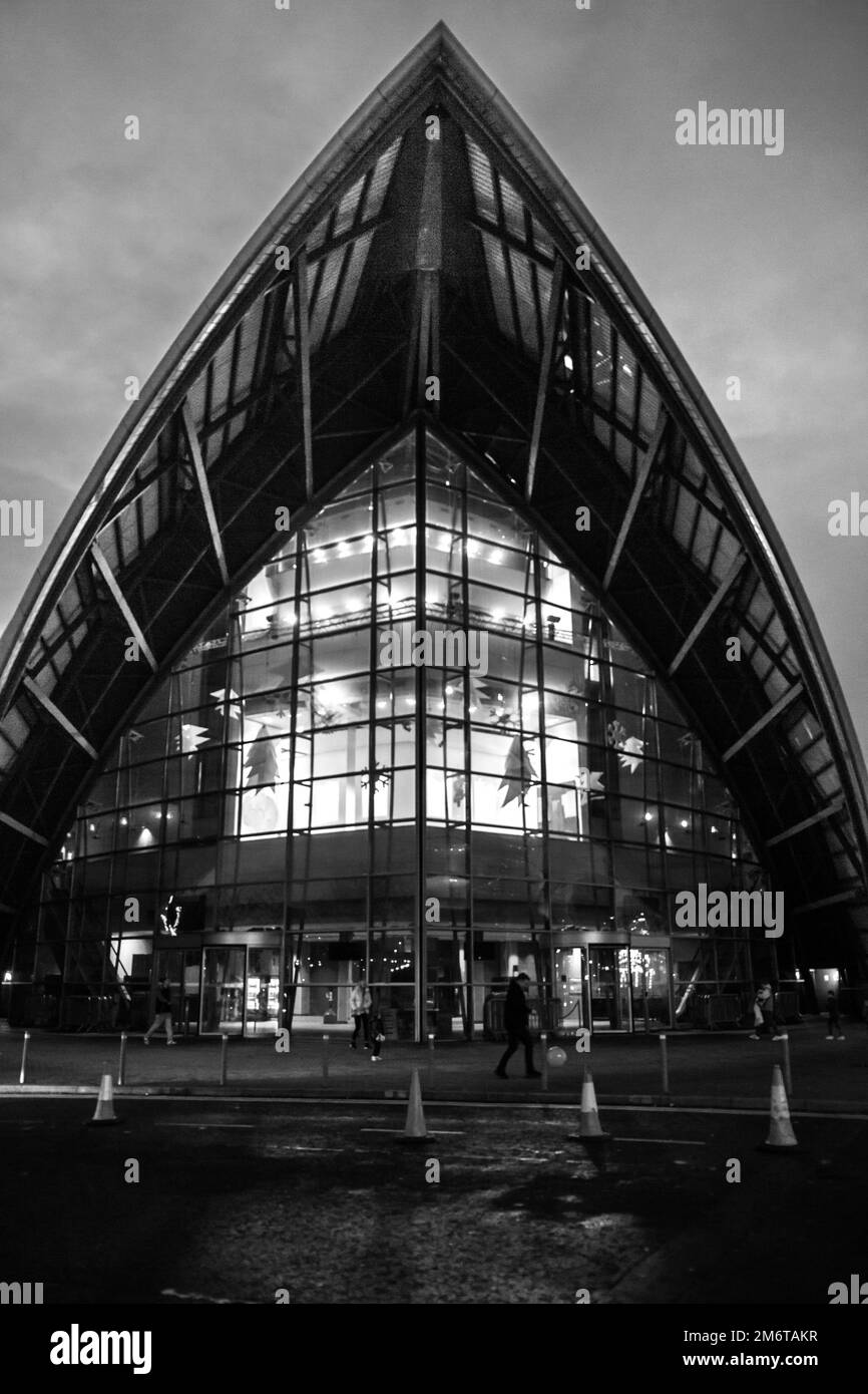Finnieston Crane, Clyde Arc, OVO Hydro, SEC Armadillo Glasgow 2023. Foto Stock