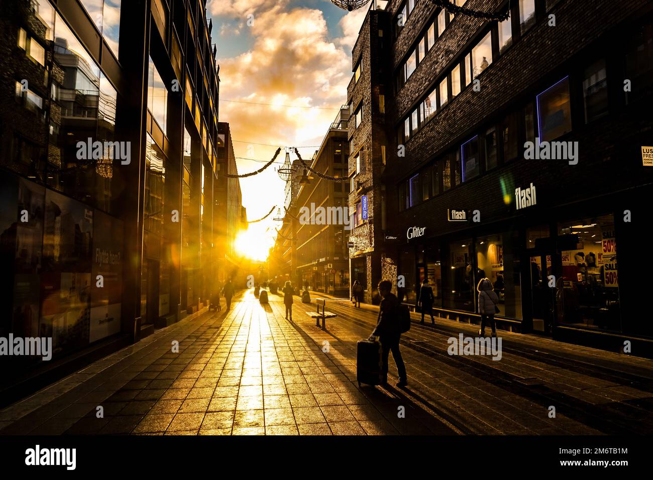 Panorama urbano di Stoccolma e raggio mattutino Foto Stock