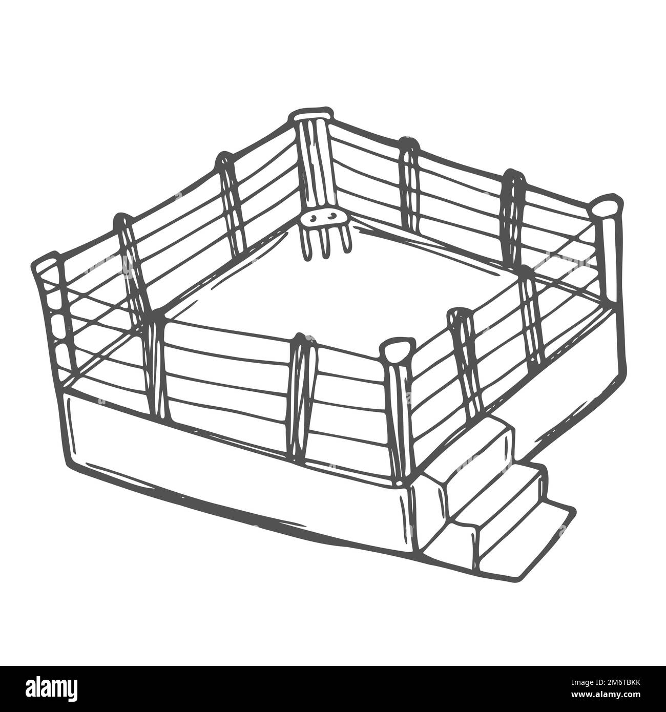 Illustrazione vettoriale dello stile di schizzo di un anello di boxe Illustrazione Vettoriale