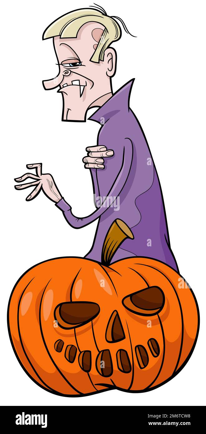 Personaggio del vampiro con zucca di Halloween Foto Stock