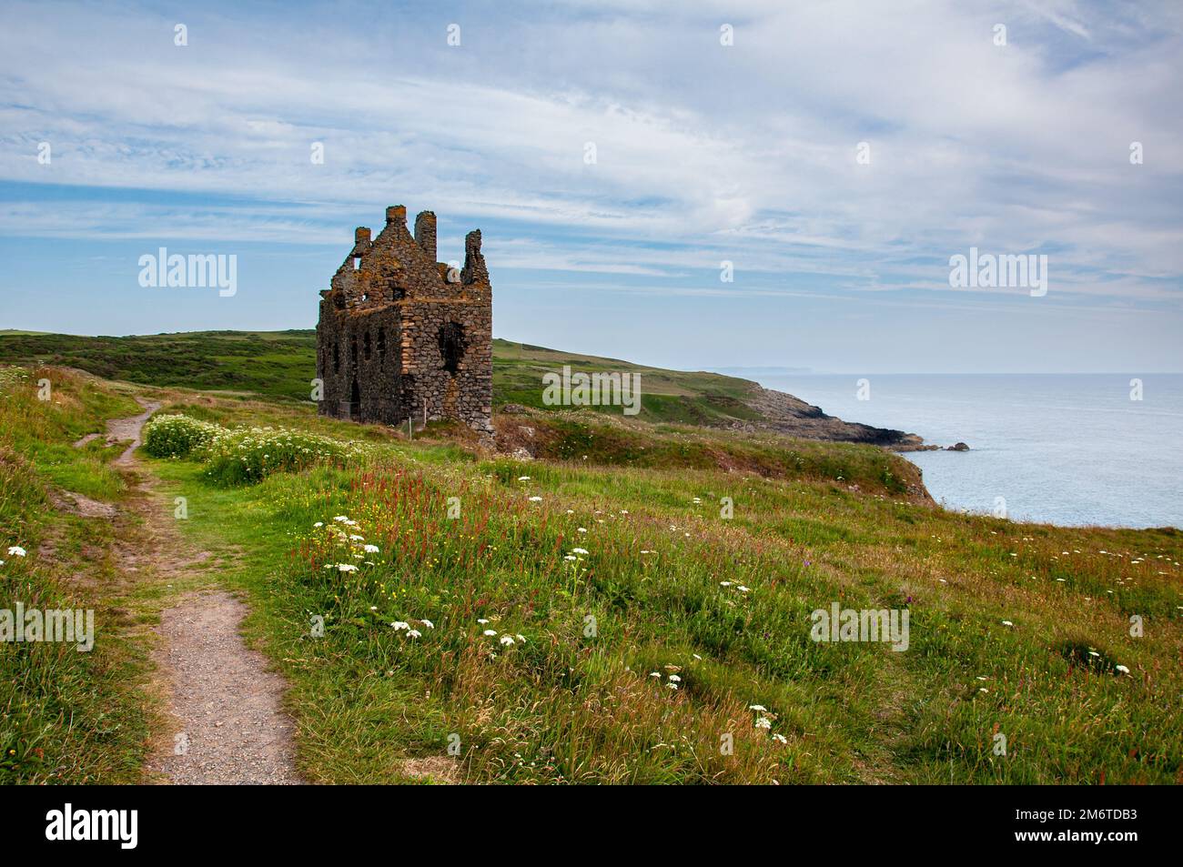 Dunskey Castle vicino a Portpatrick a Dumfries e Galloway Foto Stock