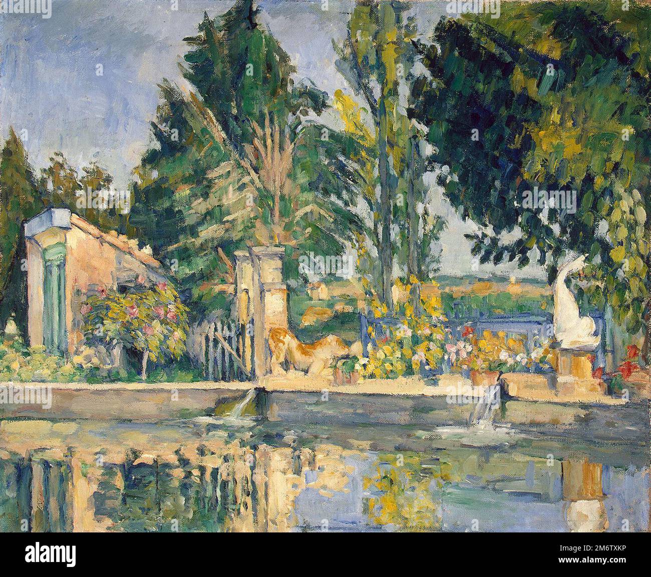 La piscina di Jas de Bouffan dipinta dall'impressionista francese Paul Cézanne nel 1876 Foto Stock