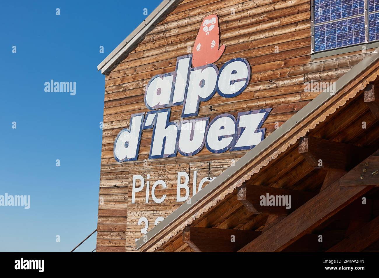 Alpe d'Huez stazione sciistica top edificio Foto Stock