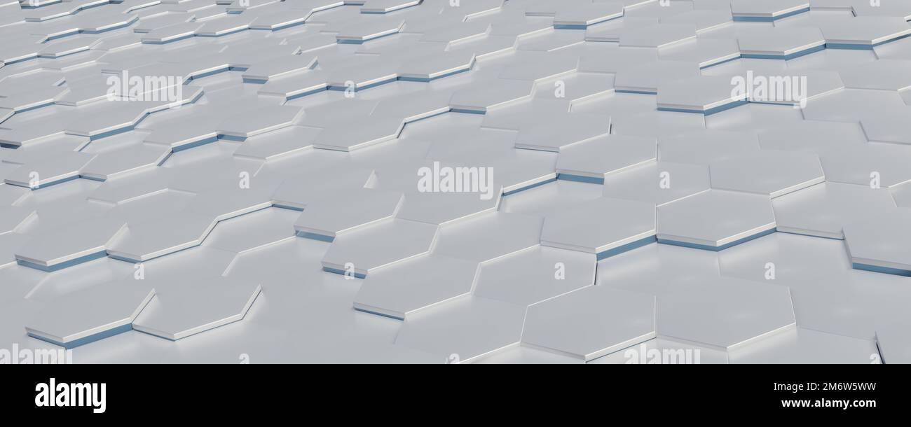 Grigio brillante sfondo piastrelle esagonali Foto Stock