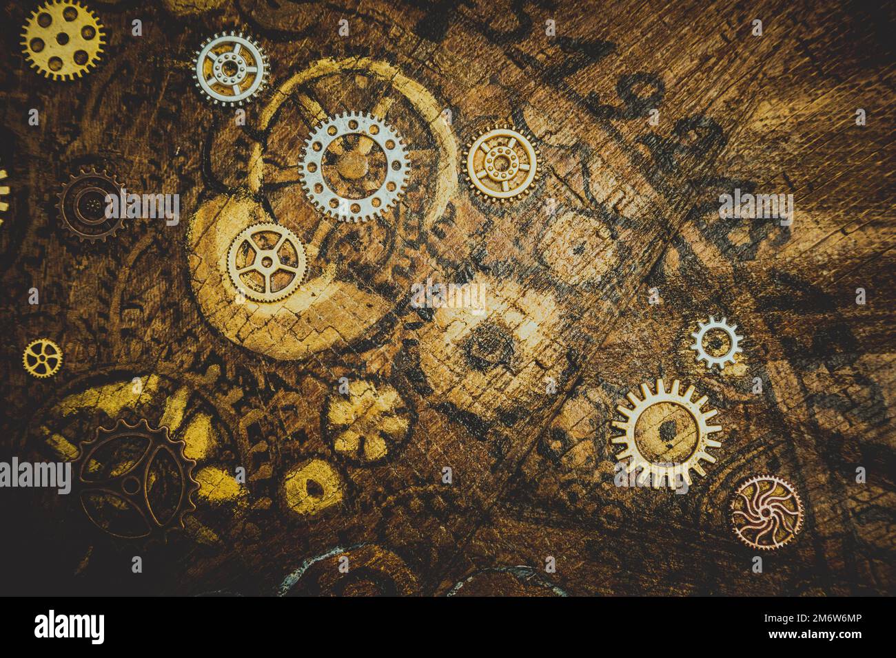 Background Vintage Time - concetto per età, calendario, timer Foto Stock