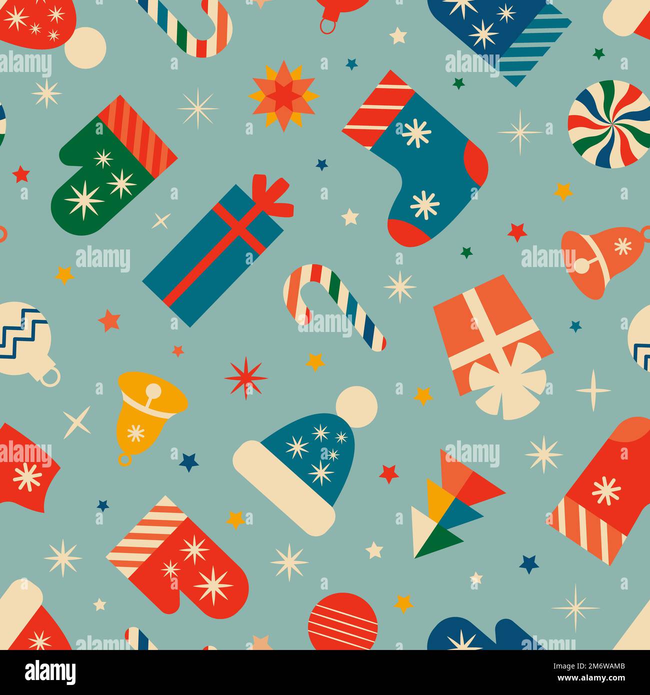 Modello Vintage Christmas senza cuciture Foto Stock