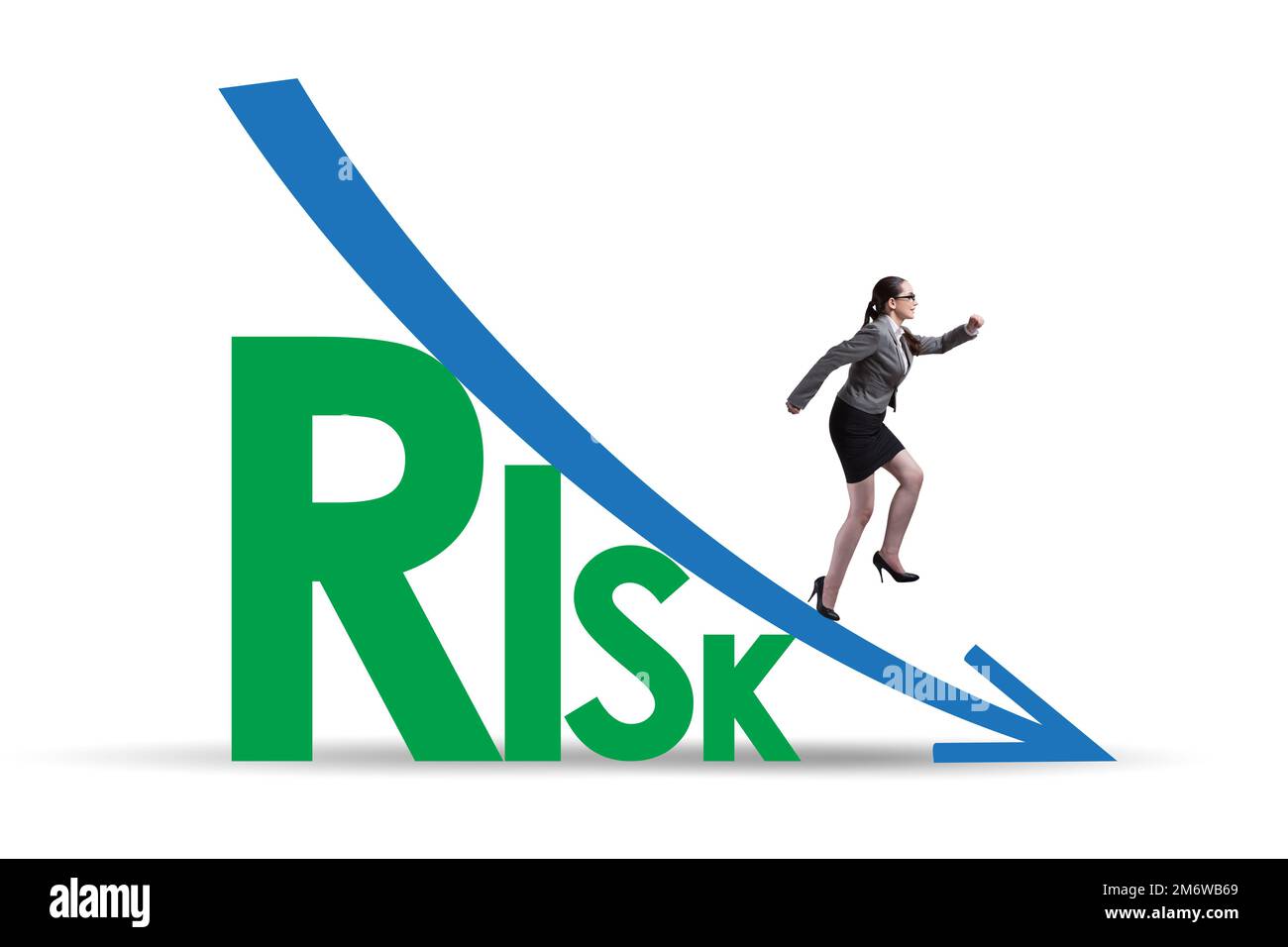 Riduzione del rischio e mitigazione concetto con la donna d'affari Foto Stock