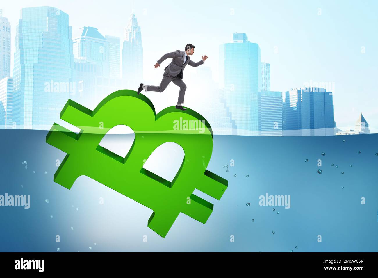 Concetto di bitcoin perdere il suo valore Foto Stock