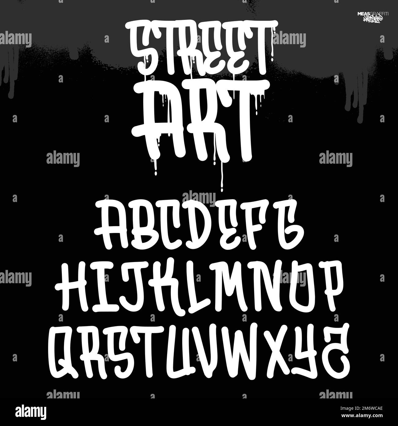 Font Graffiti e vettore Alphabet. Street Art tema urbano. Lettere graffiti decorative. Illustrazione Vettoriale