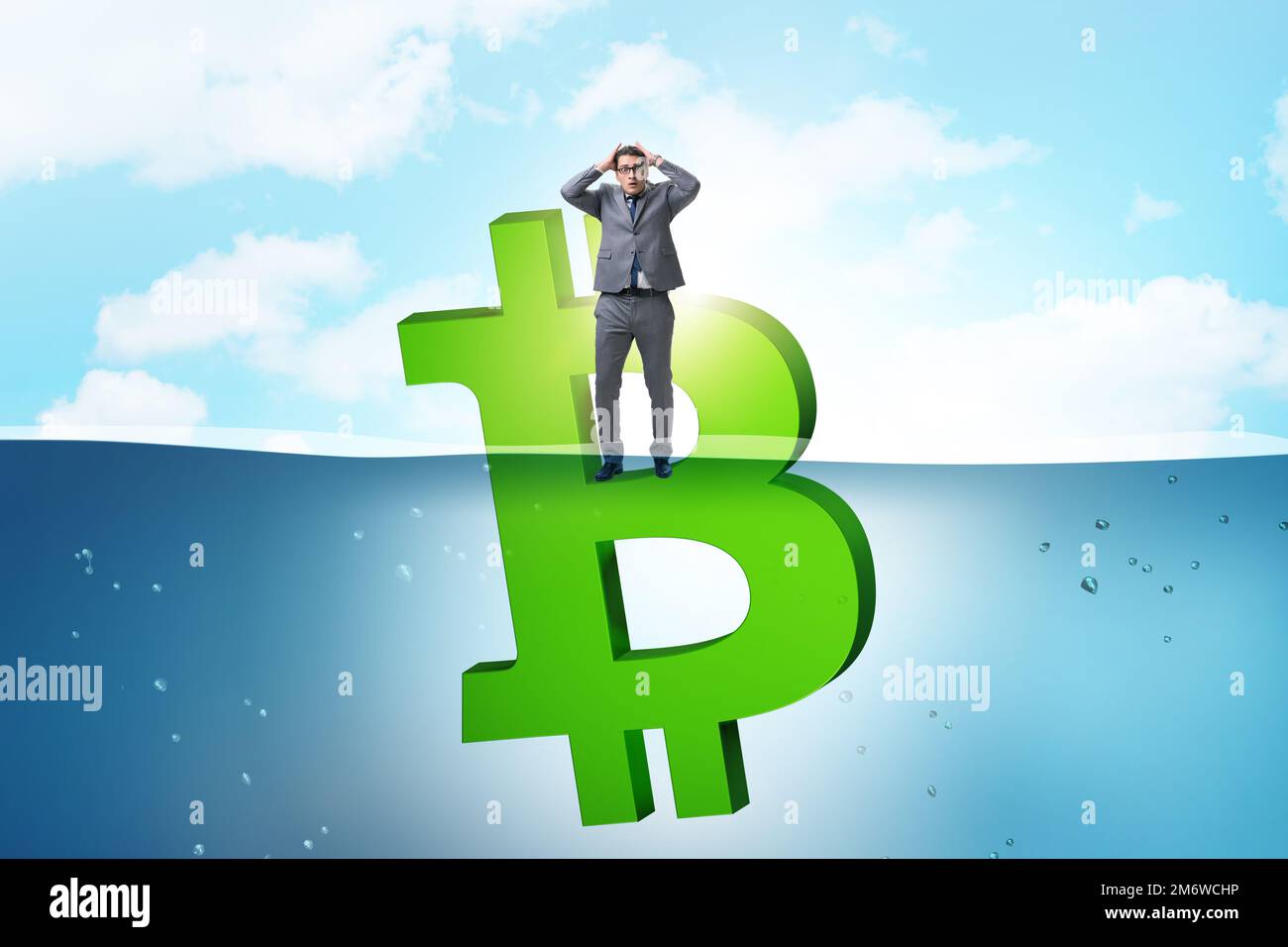 Concetto di bitcoin perdere il suo valore Foto Stock