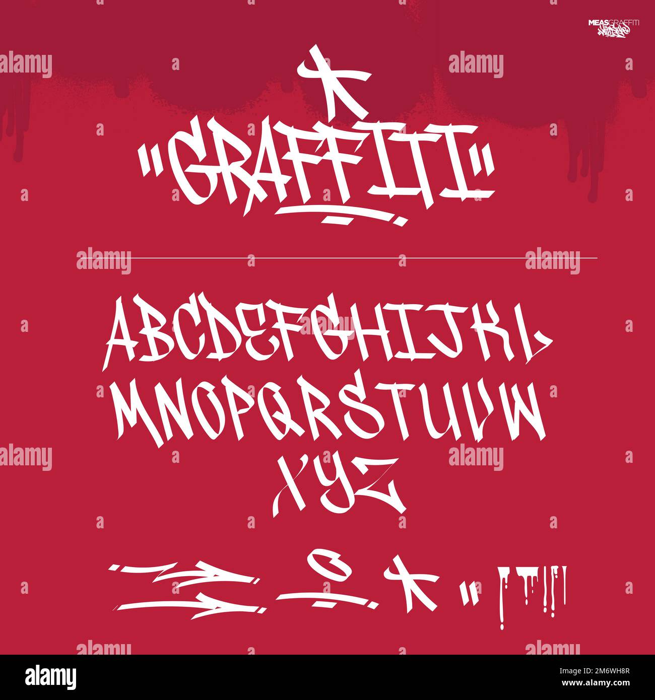Font Graffiti e vettore Alphabet. Street Art tema urbano. Lettere graffiti decorative. Illustrazione Vettoriale