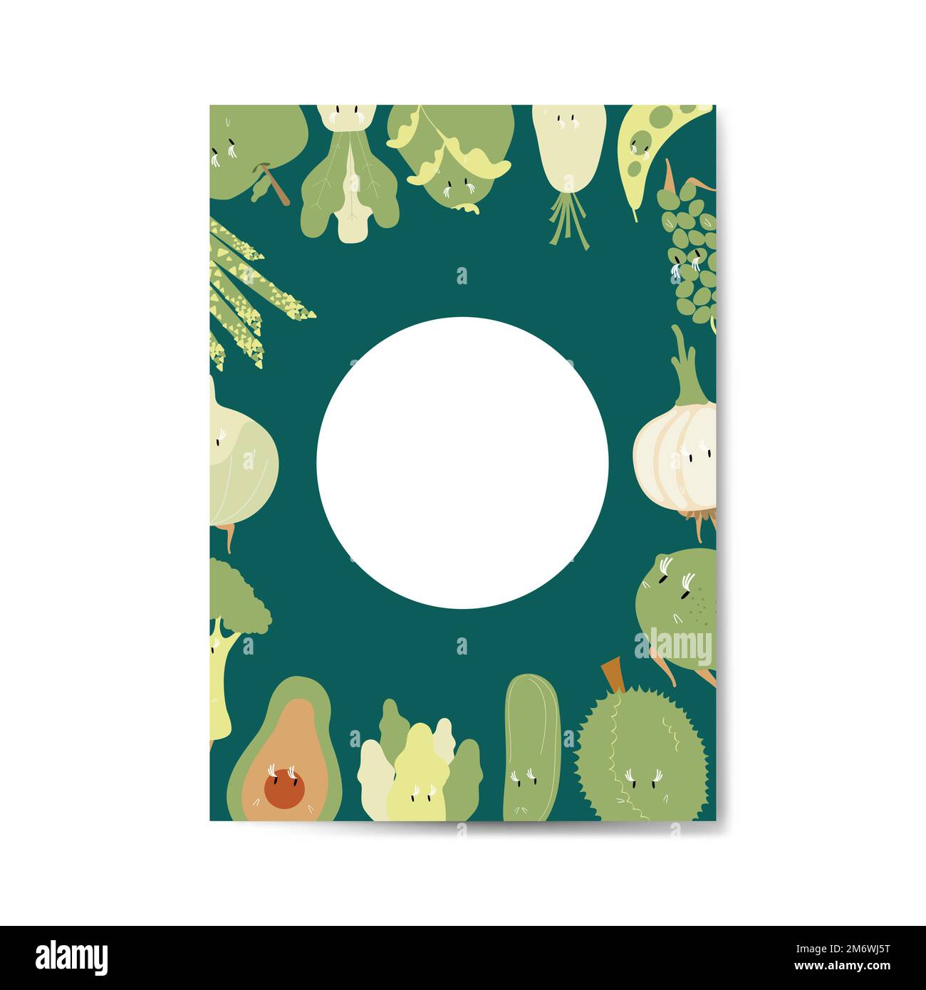 Verdure verdi e frutta cartone animato vettore di frame carattere Illustrazione Vettoriale
