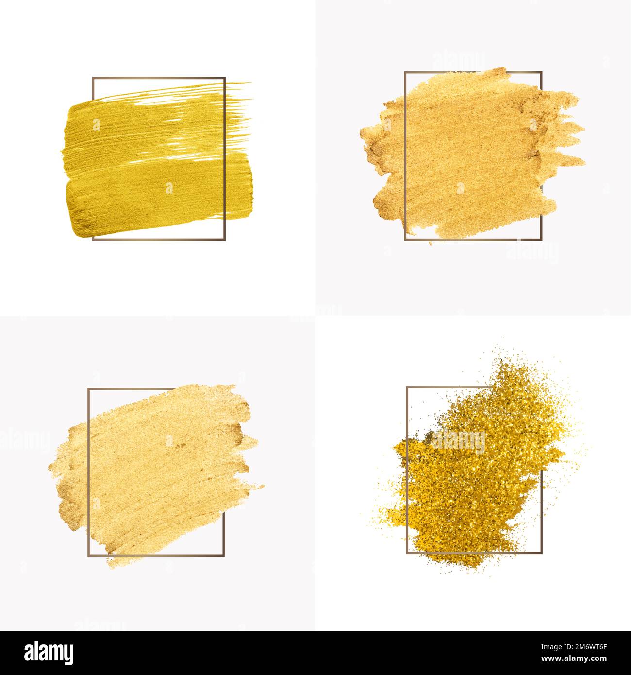 Set di un brillante vettore di badge con tratto a pennello dorato Illustrazione Vettoriale