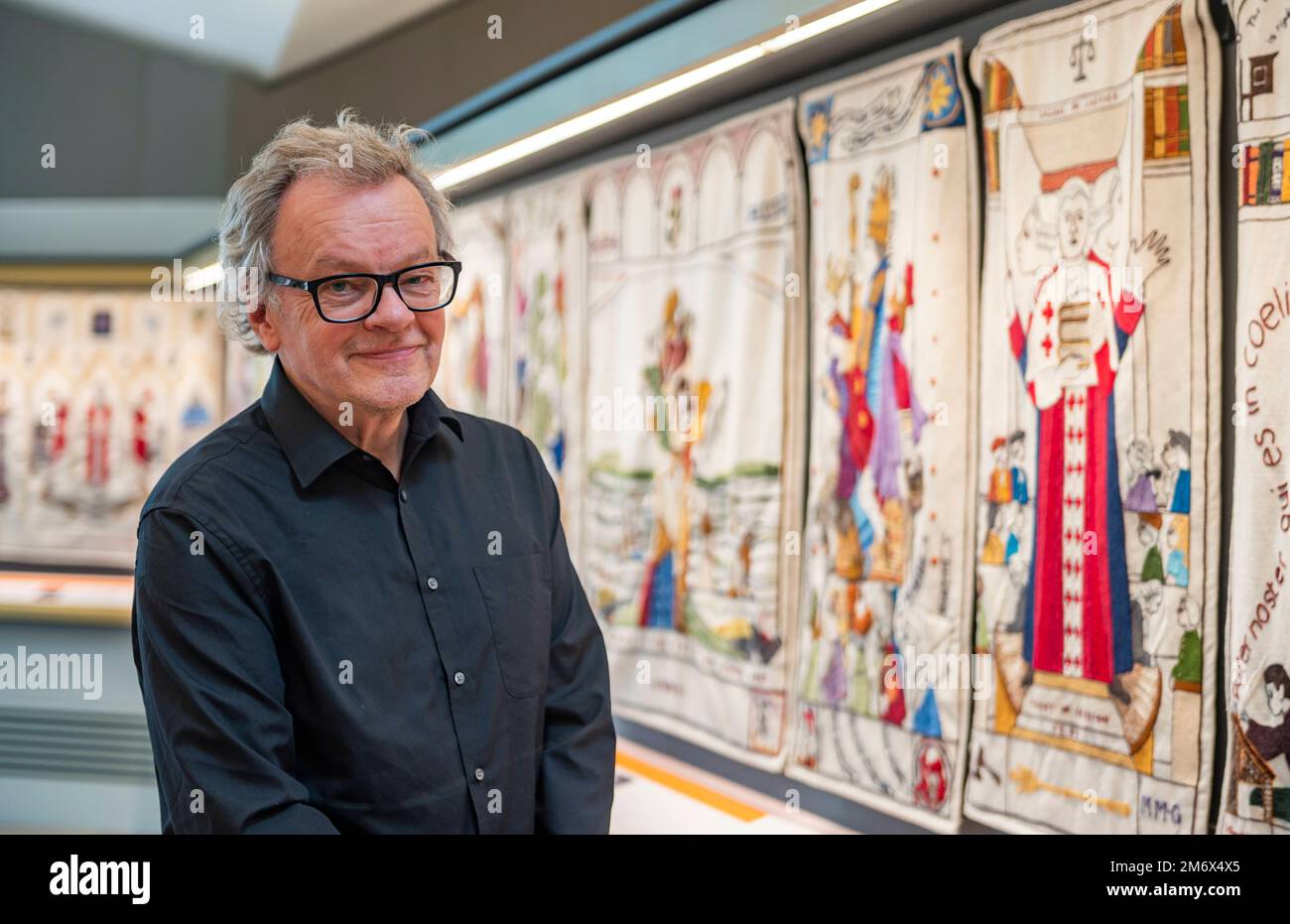 File pic di Andrew CrummyHe è stato recentemente premiato con un MBE nella lista degli onorificenze di New Years. Fu coinvolto nella creazione del Grande arazzo di Scot Foto Stock