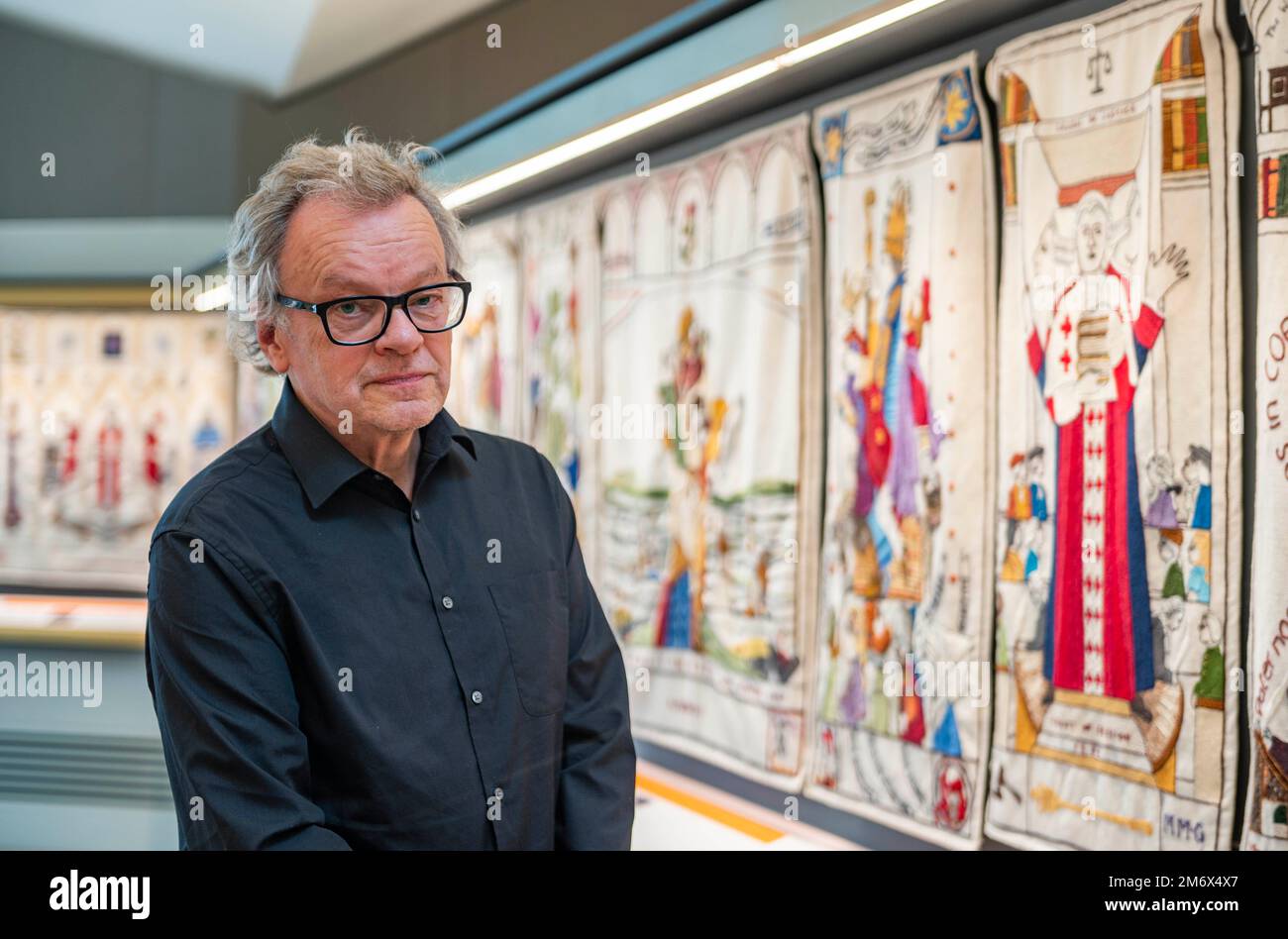 File pic di Andrew CrummyHe è stato recentemente premiato con un MBE nella lista degli onorificenze di New Years. Fu coinvolto nella creazione del Grande arazzo di Scot Foto Stock