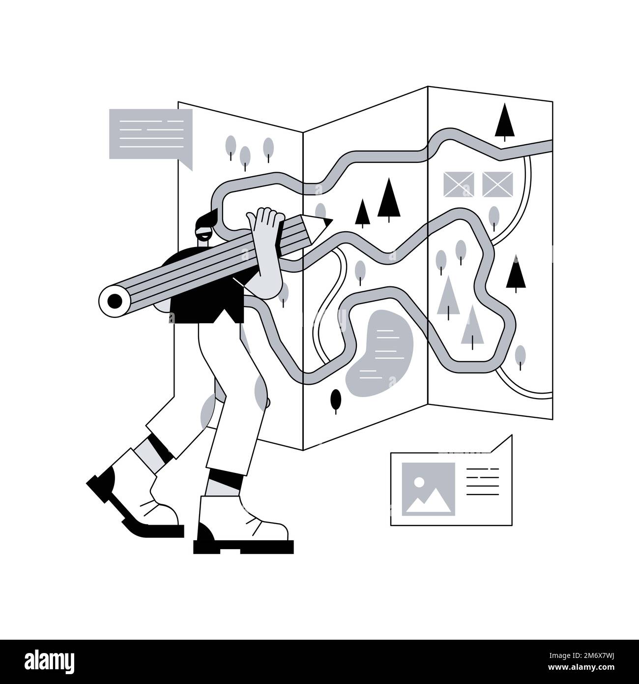 Illustrazione vettoriale del concetto astratto di gestione dell'area. Gestione del territorio, area ricreativa, parco nazionale, protezione della riserva naturale, piano di conservazione, e Illustrazione Vettoriale