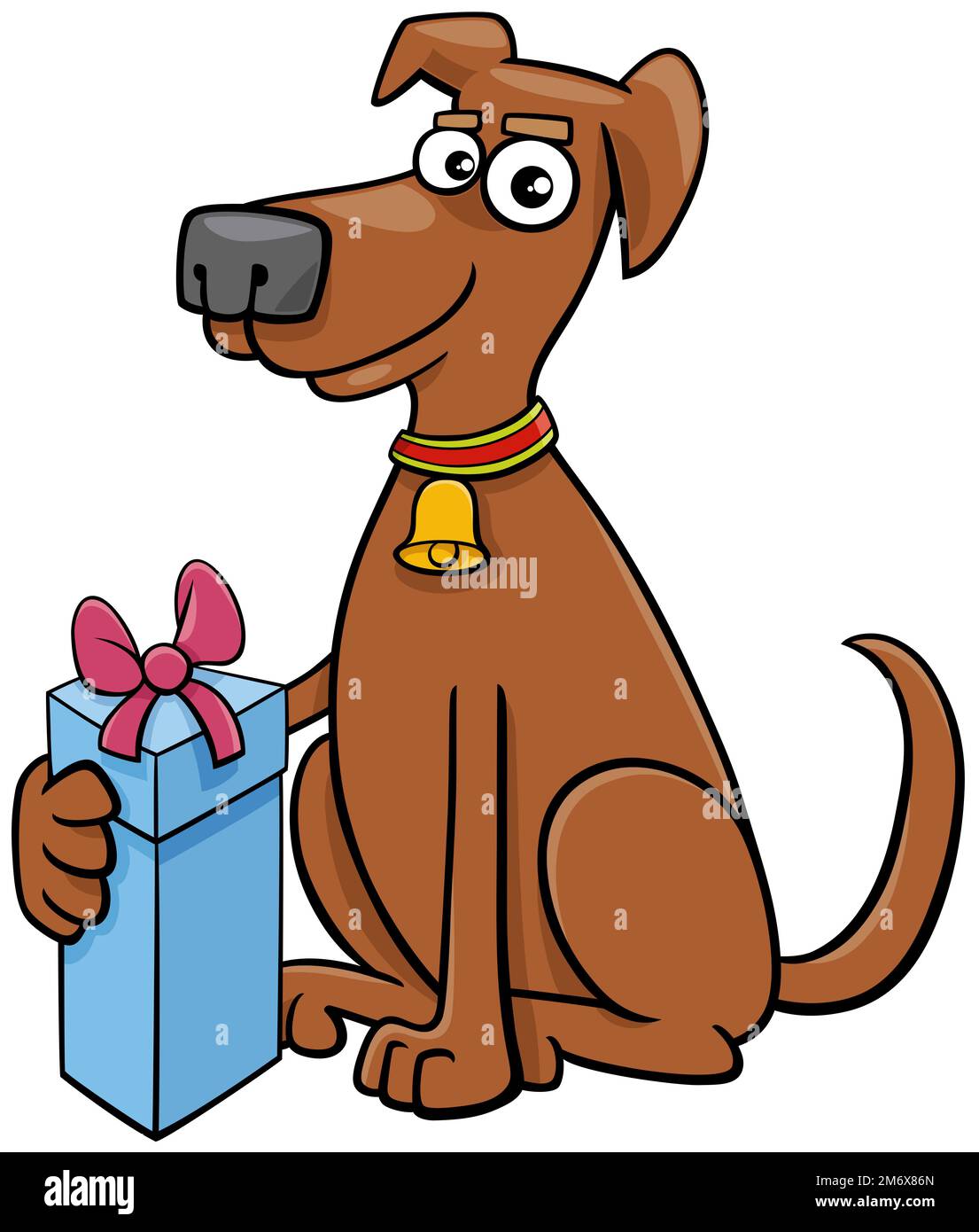 Divertente cane cartone animato con regalo di Natale Foto stock - Alamy
