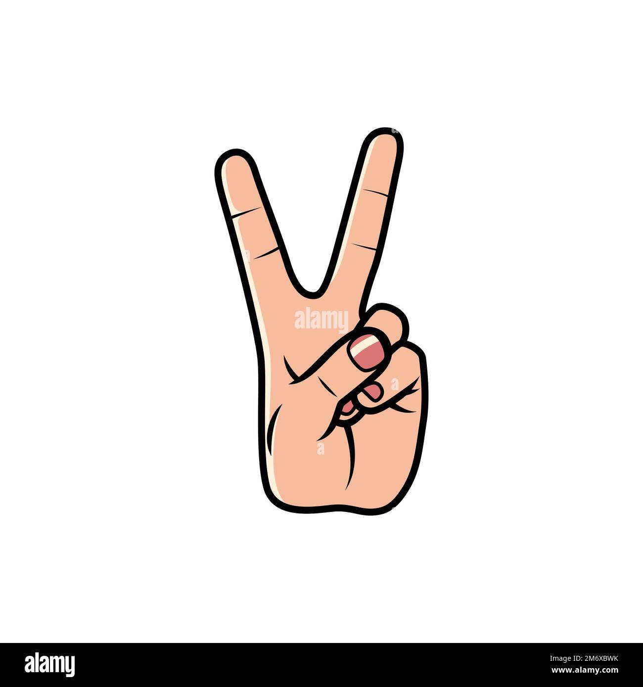 V Sign, Peace Sign e Hand Sign sono isolati su sfondo bianco. Illustrazione vettore icona. Illustrazione Vettoriale