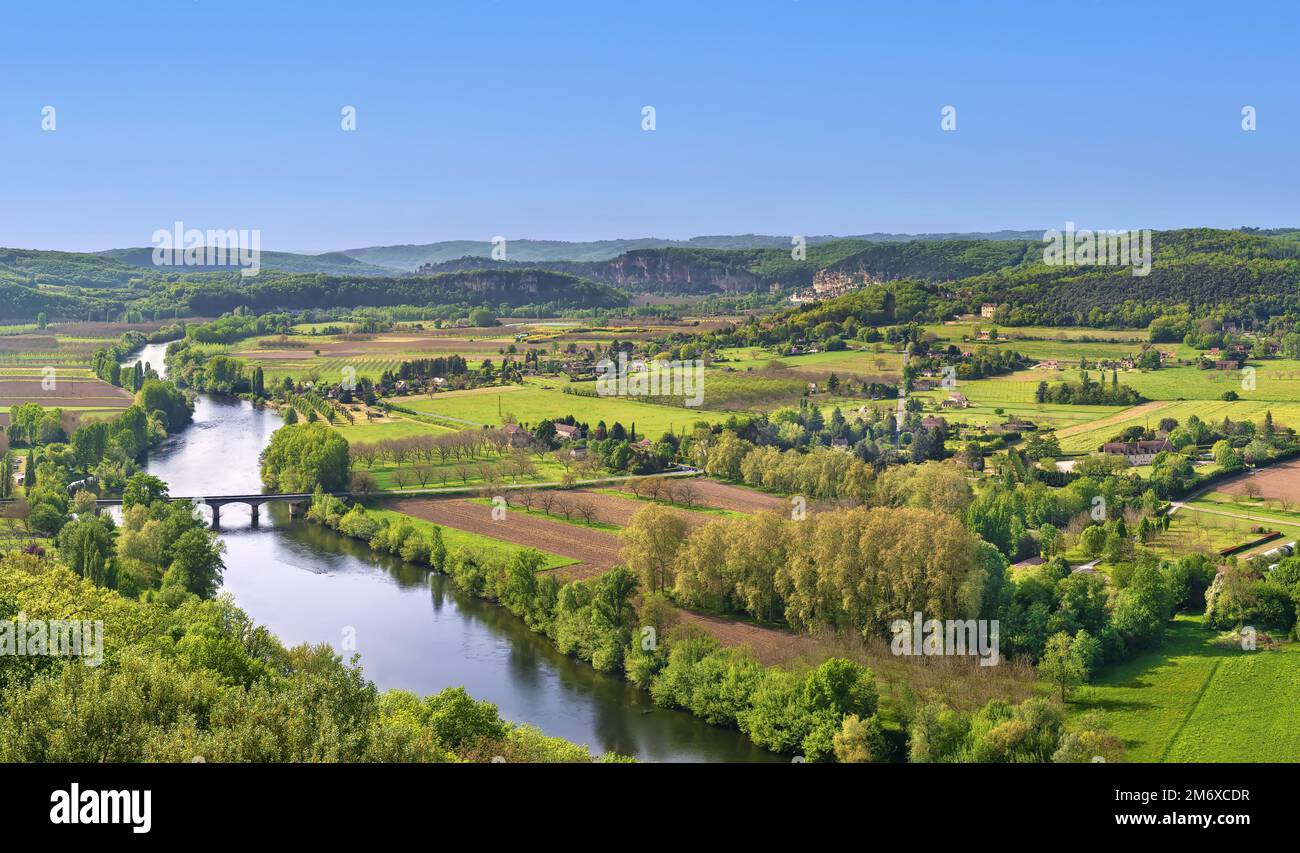 Valle del fiume Dordogne, Francia Foto Stock