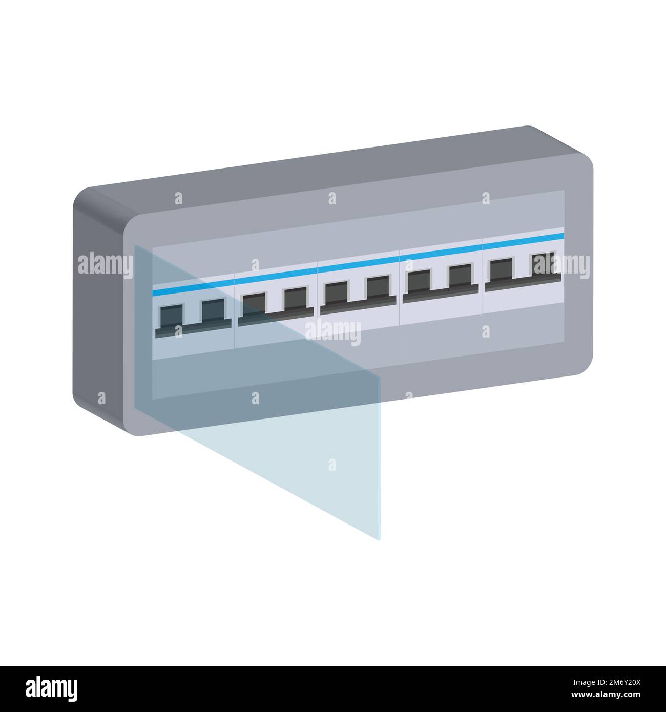 Interruttori automatici di alimentazione elettrica nella scatola di distribuzione Illustrazione Vettoriale