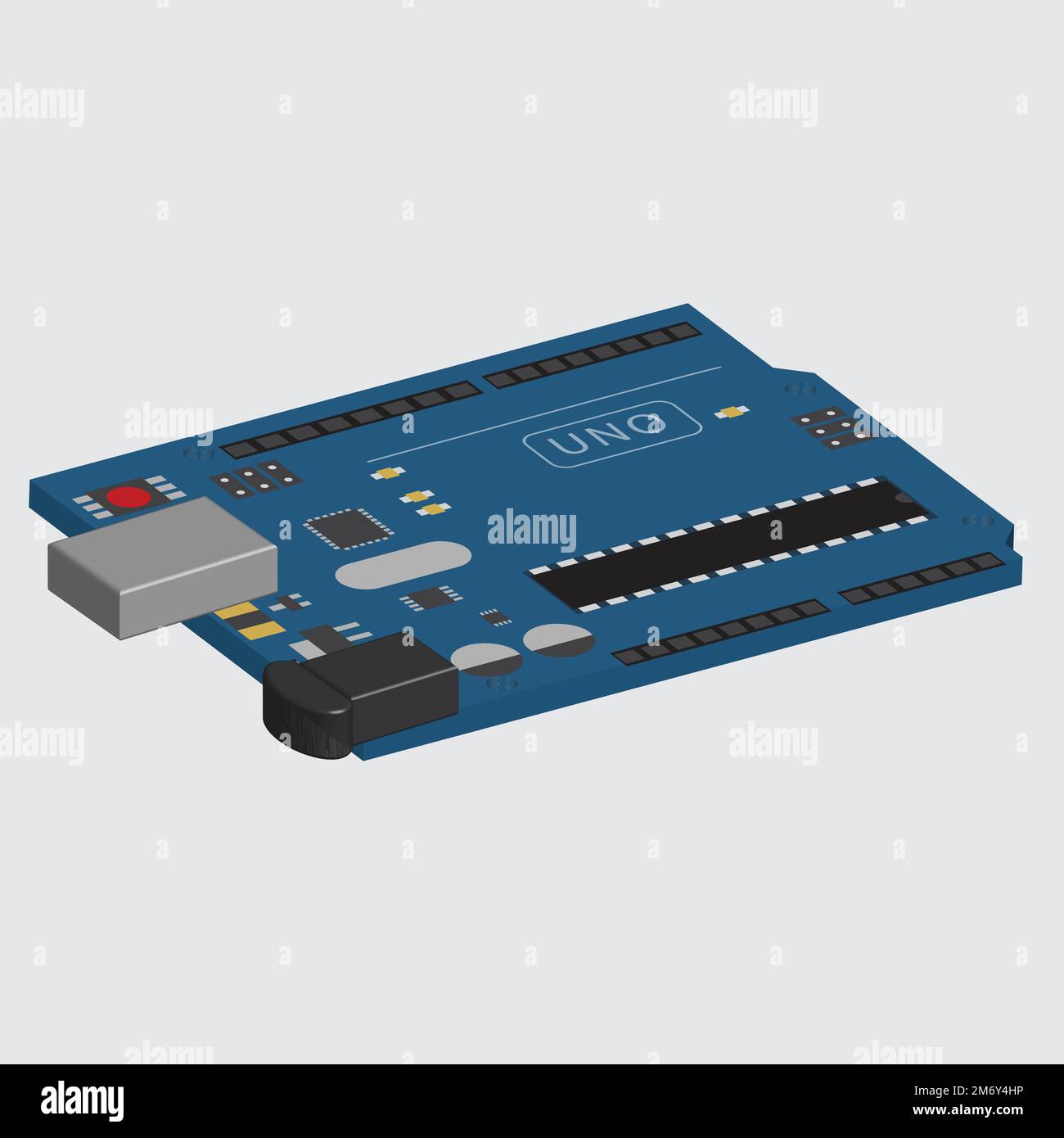 Progettazione vettoriale 3D della scheda Arduino uno Illustrazione Vettoriale