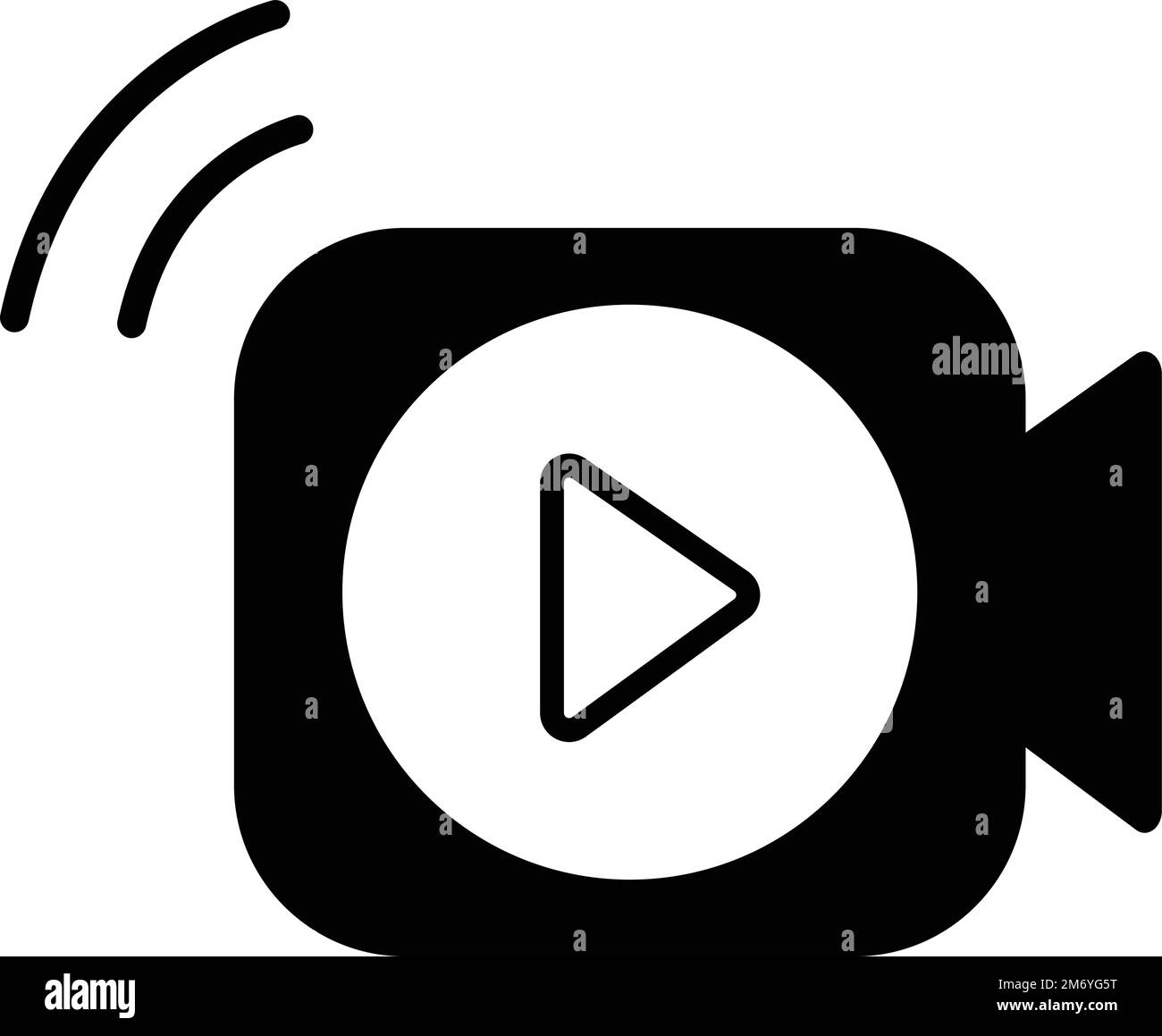 Forma della videocamera con un'icona del pulsante di riproduzione. Illustrazione del vettore dei simboli di streaming video Illustrazione Vettoriale