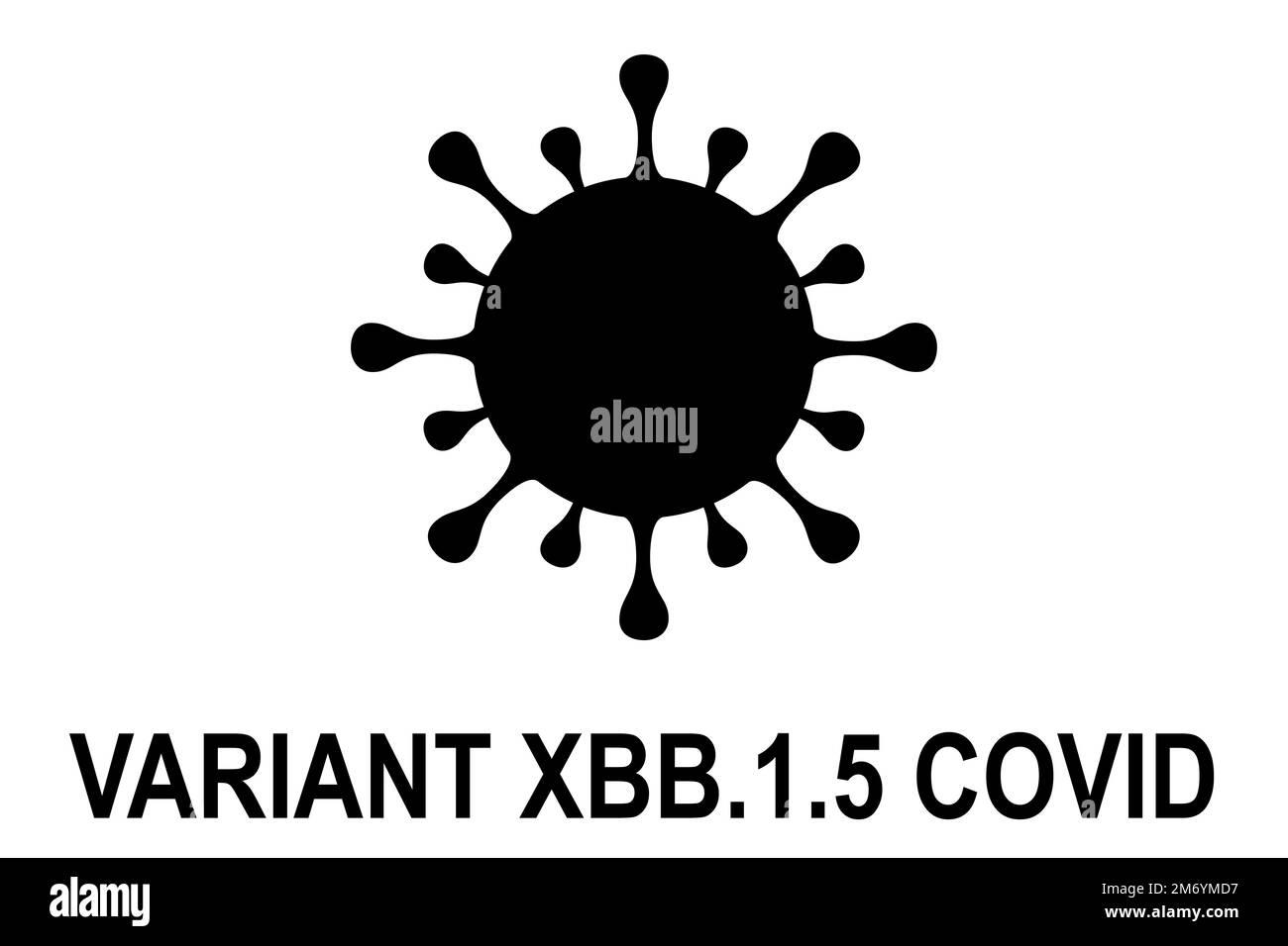 XBB.1,5. Variante Kraken. Nuova variante del coronavirus SARS-COV-2. Sottivariante di Omicron. Progettazione orizzontale. Progettazione di virus e testo nero. Coronavirus Foto Stock
