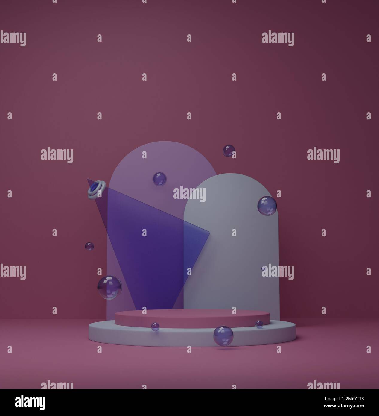rendering 3d. scendi in scena con podi cilindrici per l'esposizione dei prodotti Foto Stock