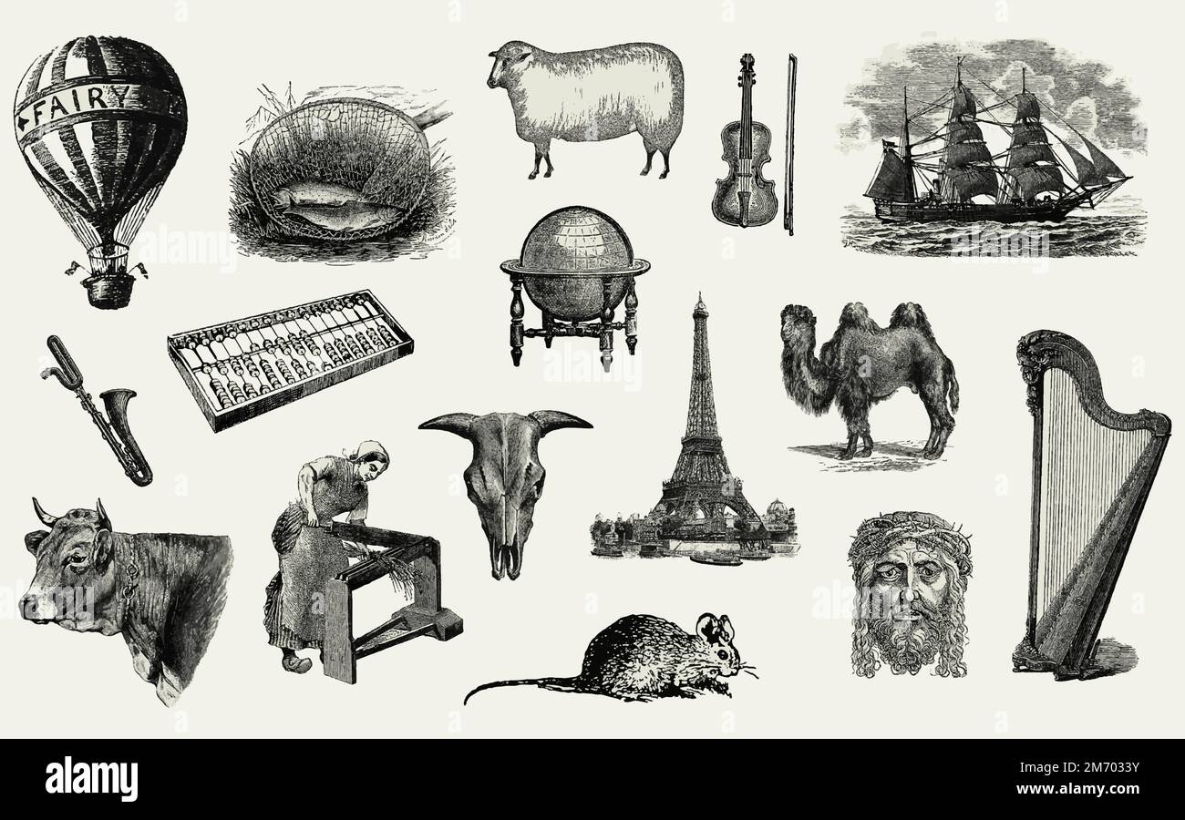 Collezione di vintage vettore di stile europeo Illustrazione Vettoriale